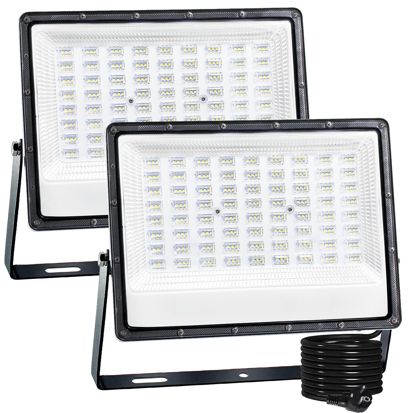 CREATESTAR LED Strahler Außen, 150W Baustrahler Außenstrahler 6500K Kaltweiß Scheinwerfer IP66 Wasserdicht, LED Fluter für Lager, Hof, Garten, Sportplatz, Garage, Parkplatz, 2 Stück