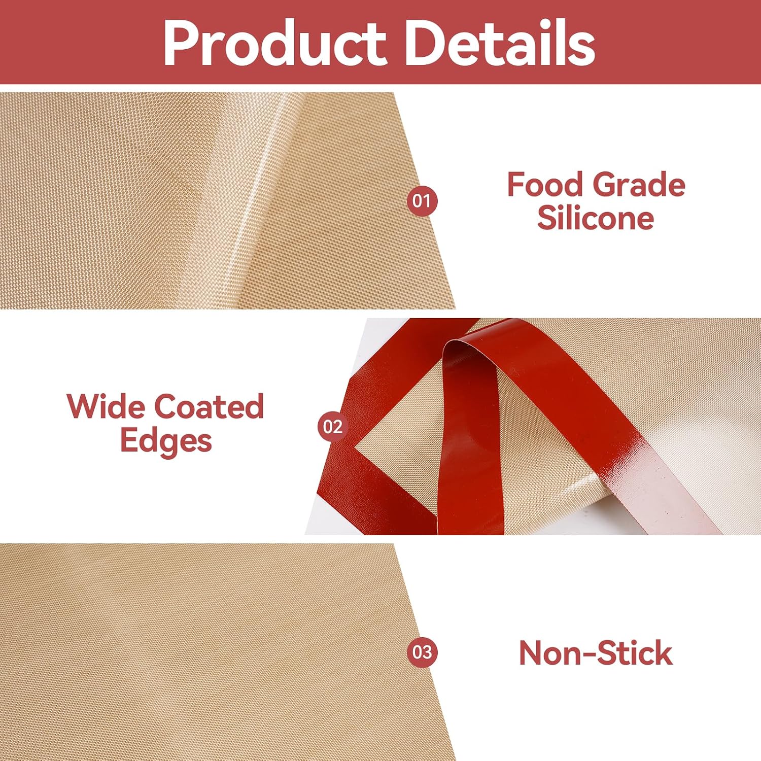 Pack of 2 Silicone Baking Mats for Baking Trays, 42 x 29.5 cm, Heat Resistant Baking Mats, Non-Stick Silicone Mat, Baking, Reusable Silicone Baking Mat, Silicone Baking Mat image 3