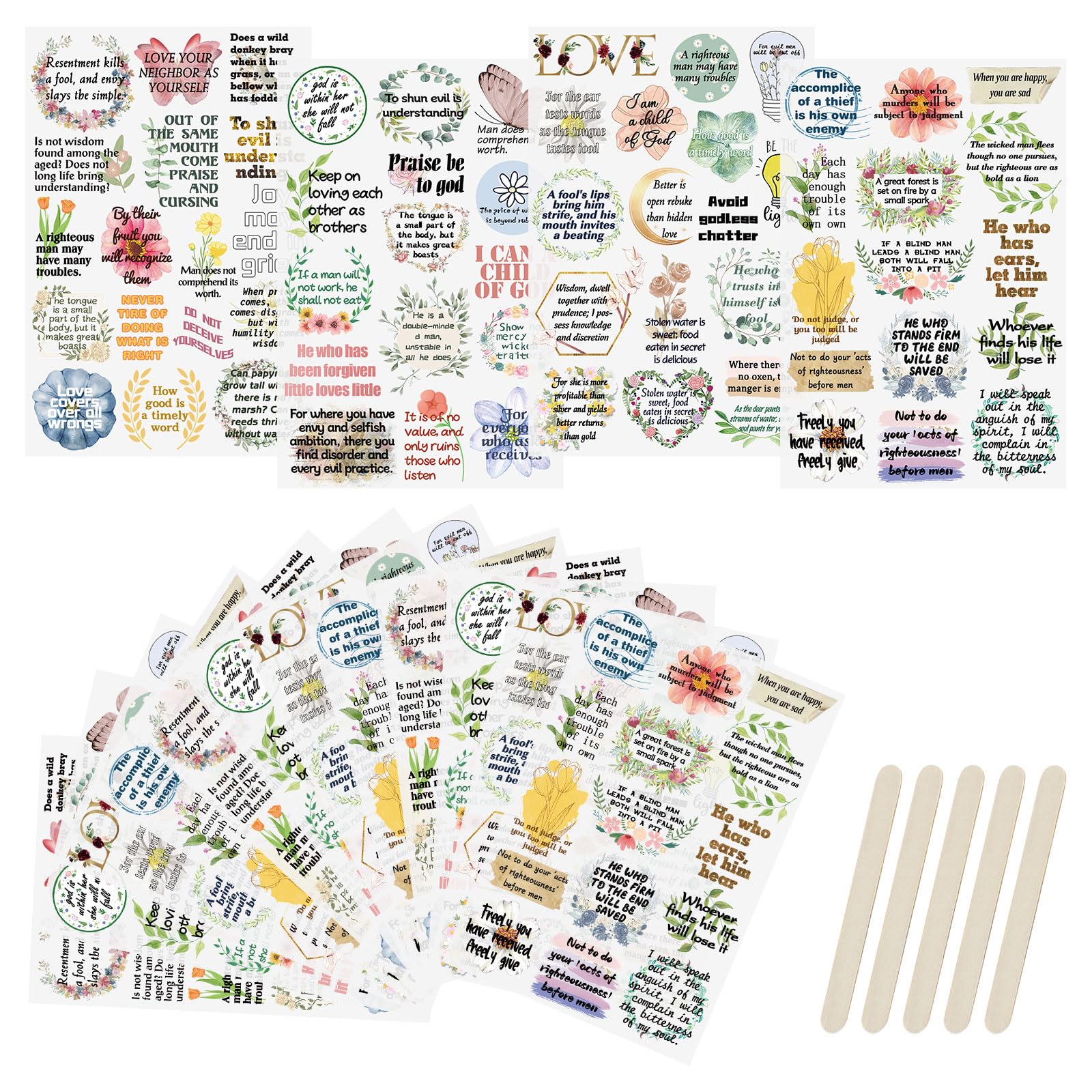 WANDIC 16 Sheets Bible Theme Rub On Transfer Stickers, Waterproof Decals for DIY Scrapbooking, Journal, Album, Furniture, Craft Transfers — image 1