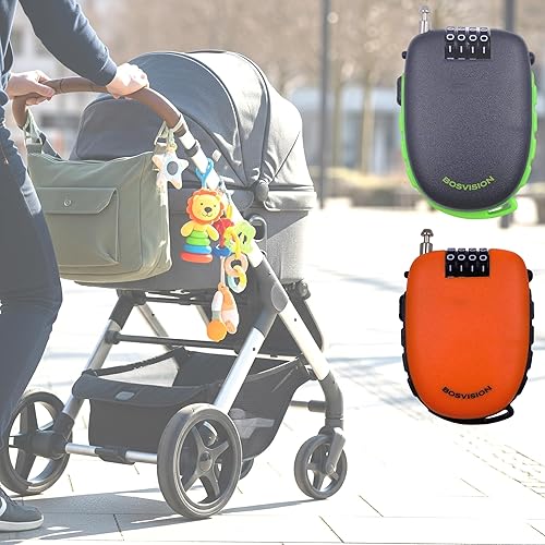 Miniatura 5 de Bosvision Cerradura de combinación ultra segura de 4 dígitos con cable retráctil de 35.4 in para bicicleta, esquí, snowboard y cochecito