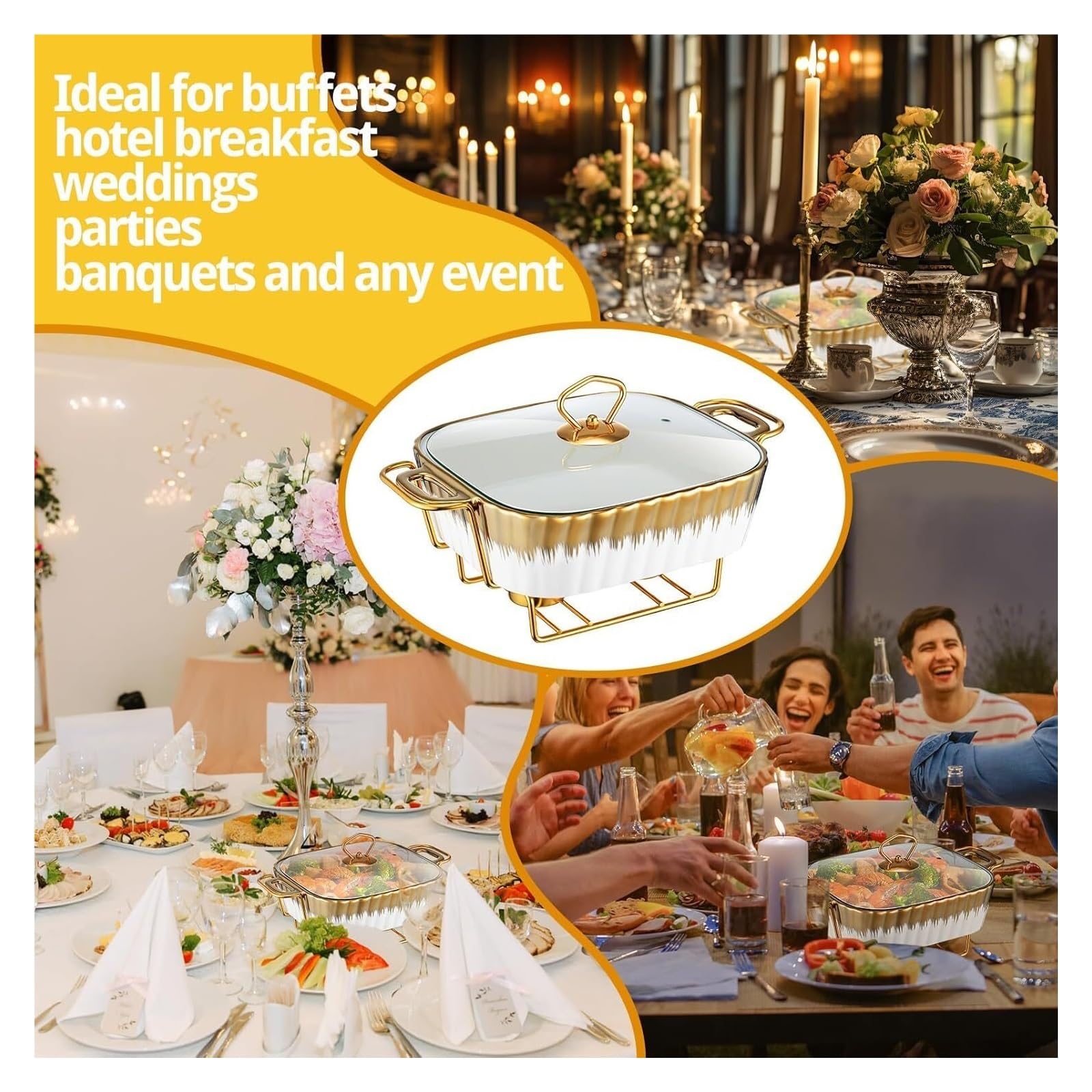 Réchauds en céramique Gold Chafer for Buffet Chauffe-Plat Buffet
