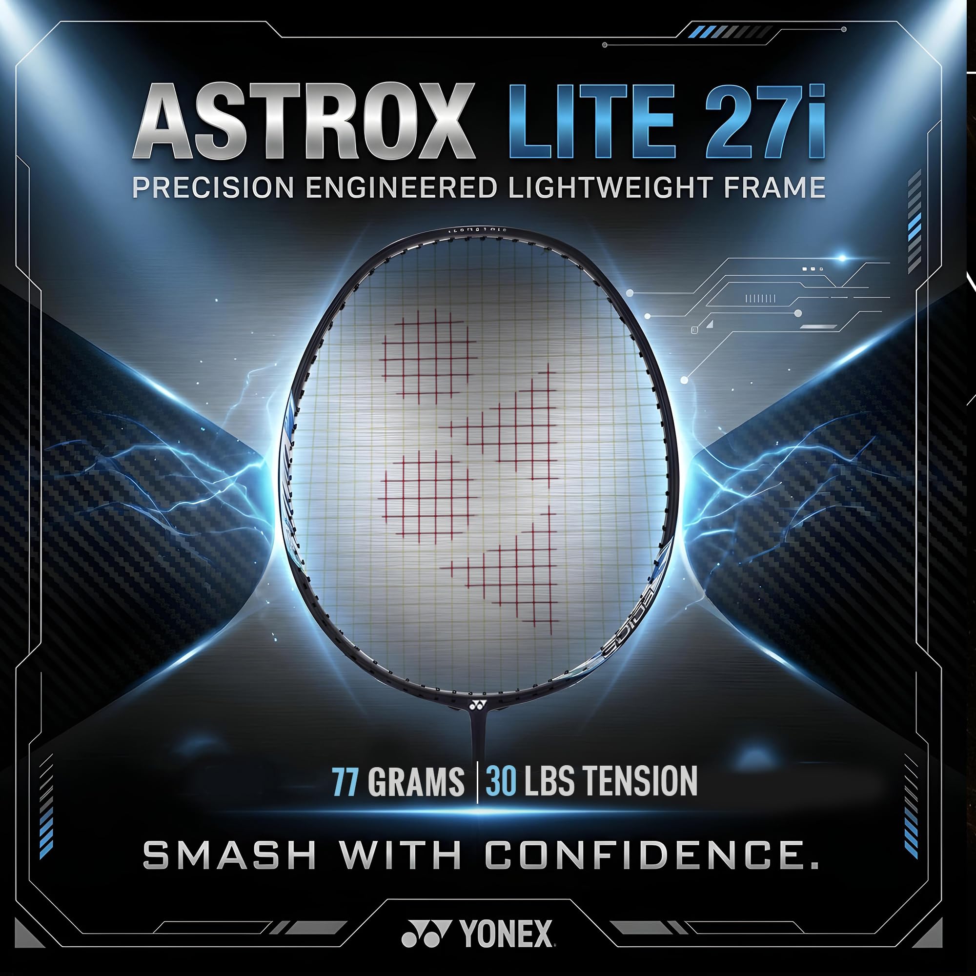 YONEX Racchetta da badminton in grafite serie Astrox Lite (G4, 77 grammi, tensione da 30 libbre)