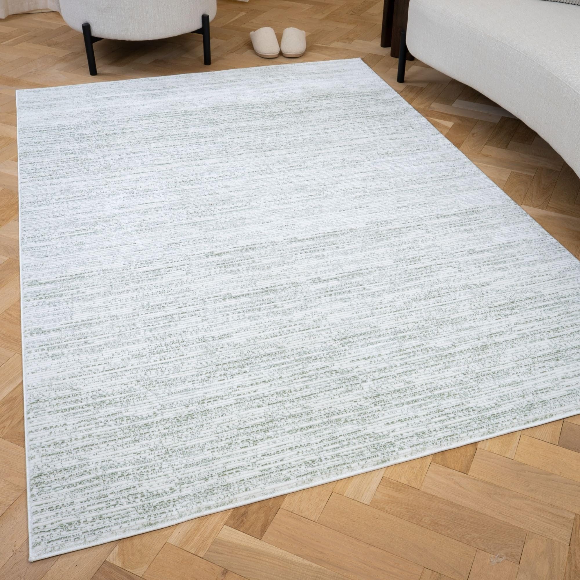 THE RUGS Carmel Modern Area Rug - Stain-Resistant, Non-Shedding, Durable Rugs for Living Room and Bedroom [ Striped Green, 240x340 cm ]