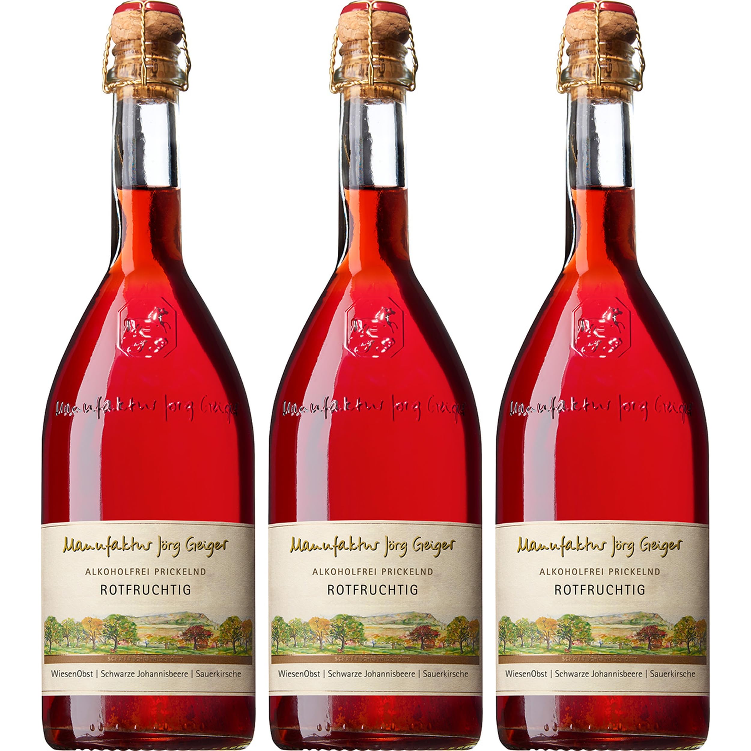 Manufaktur Jörg Geiger Rotfruchtig alkoholfrei Schaumwein süss Deutschland inkl. FeinWert E-Book (3 x 0.75 l)
