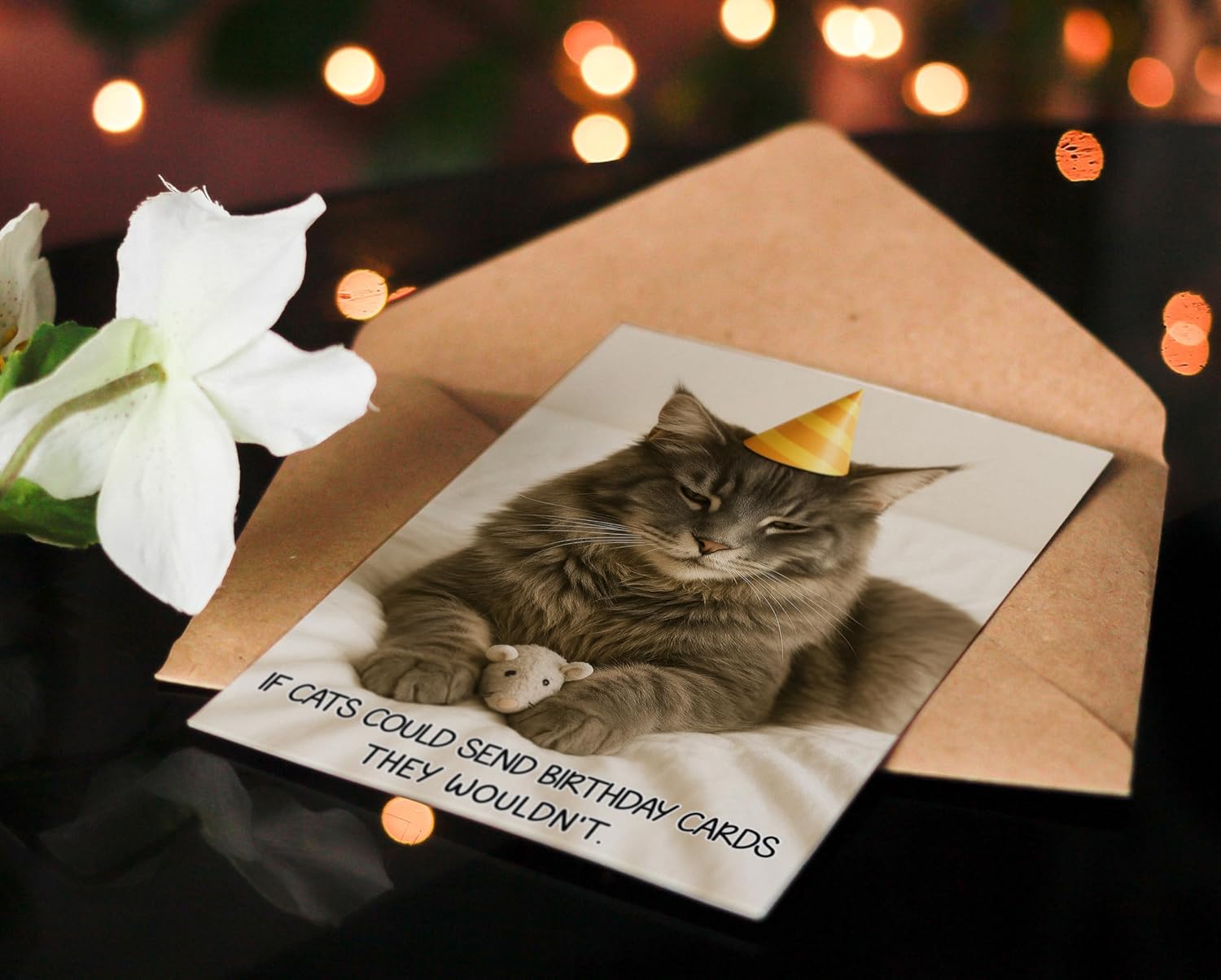Funny Birthday Card – Cute Cat Birthday Card, Humorous Greeting Card for Him, Her, Friends, Men, Women – 5x7 Inches with Envelope – 350gsm Cardstock - Funny Gifts for Cat Lovers - Image 6
