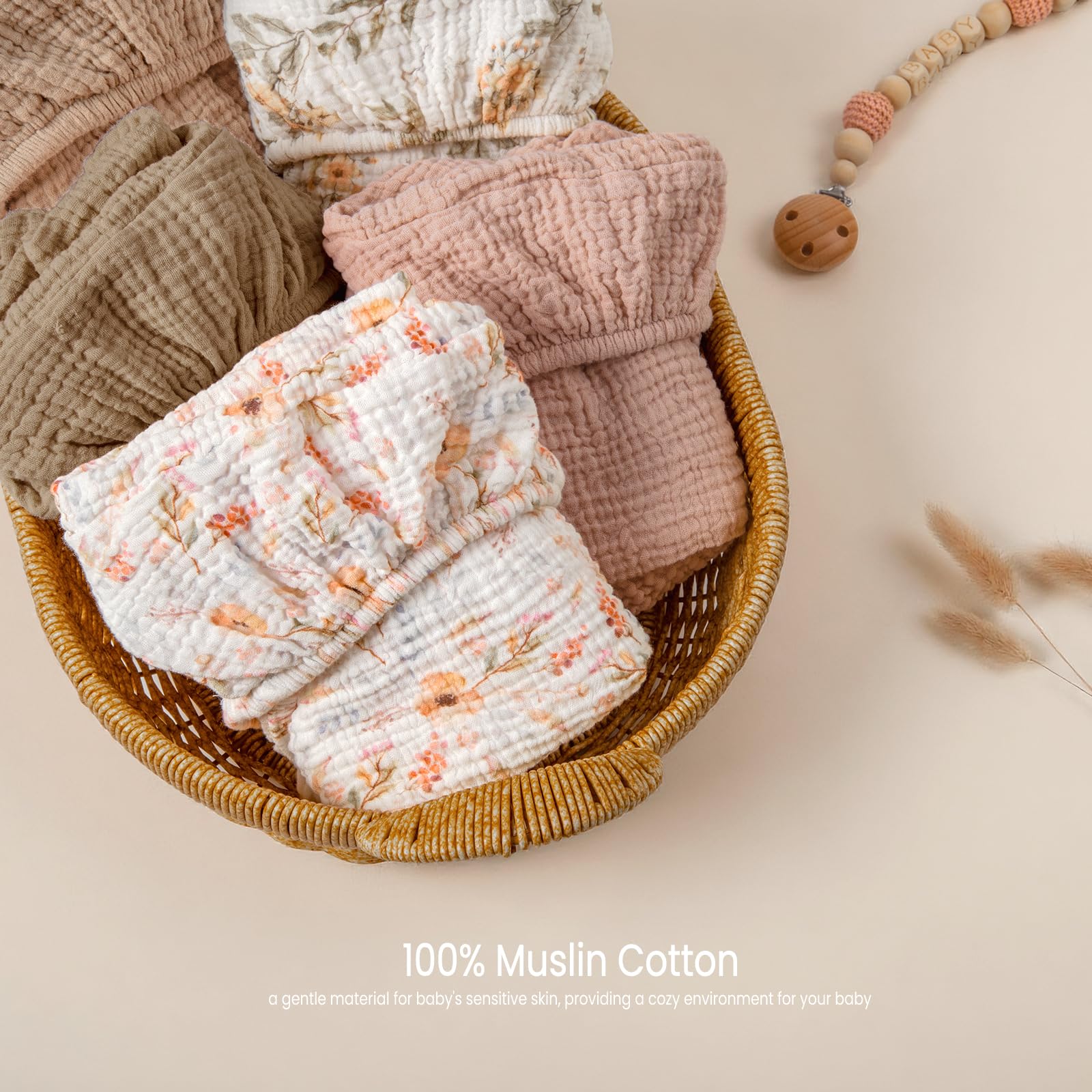 lulumoon Draps de berceau en mousseline pour bébé : draps de lit en coton pour couffin pour garçons et filles (forêt sauge)