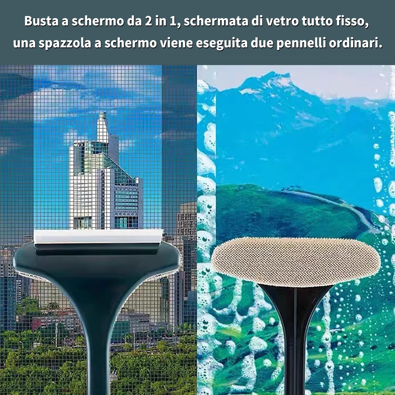 2 Pezzi 2 in 1 Spazzola per La Pulizia in Maglia Dello Schermo per La Pulizia Della Scanalatura Della Finestra Bagnata e Asciutta Doppia Spazzola per La Pulizia di Vetri e Finestre (Arancione)