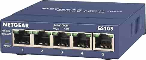 NETGEAR スイッチングハブ ギガビット5ポート/金属シャーシ/設定不要/外部電源/ファンレス静音設計/省エネ/オフィス向け GS105-500JPS Amazon | 【正規品】 ネットギア NETGEAR スイッチングハブ 5
