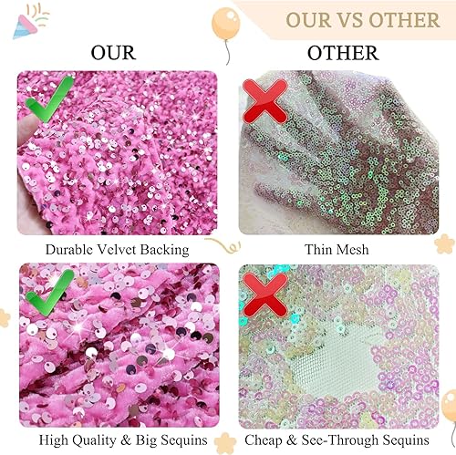 Miniatura 6 de The Yard - Tela de lentejuelas rosas de 1 yarda, tela de lentejuelas de sirena para coser telas de terciopelo grueso brillante, tela de lino de