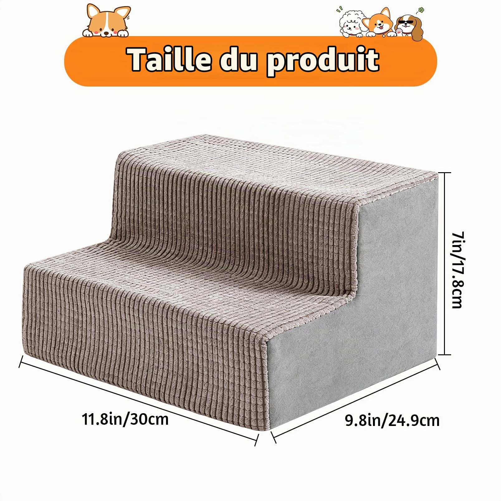 4 rampe d'escalier pour chien | Assistance d'escalier antidérapante pour chien remplie d'éponge élastique, rampes amovibles pour petits chiens âgés