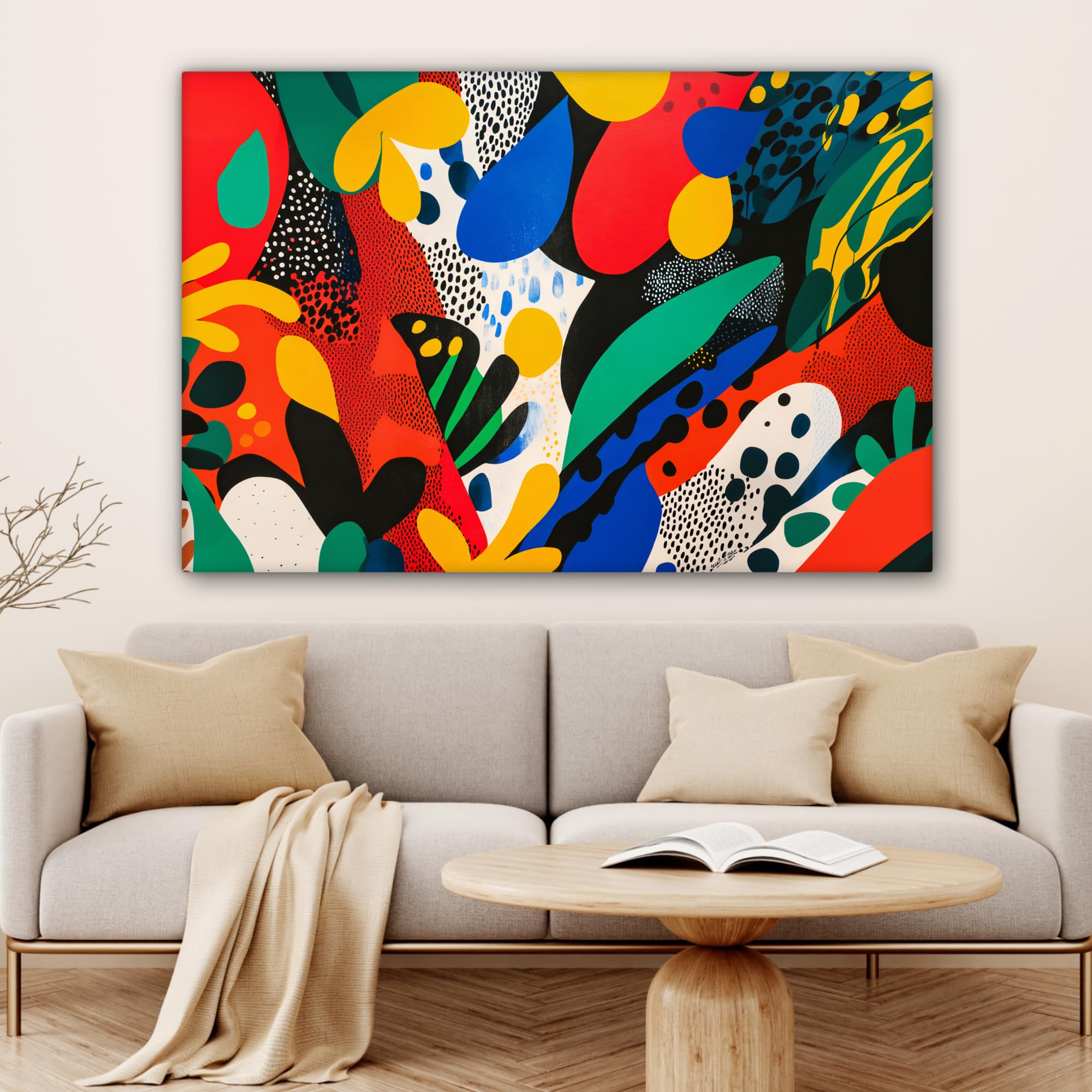 MuchoWow© Quadro Camera Da Letto 120x80 cm Quadri Soggiorno Decorazione Parete Quadri Moderni Su Tela Stampe Foto Con Cornice Quadretti Poster Casa Piante - Astratto - Vivace - Forme