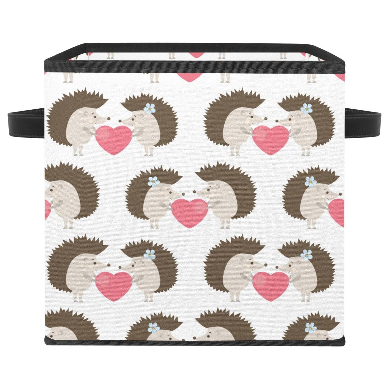 Boîte de rangement pliable cube en tissu motif hérisson pour chambre