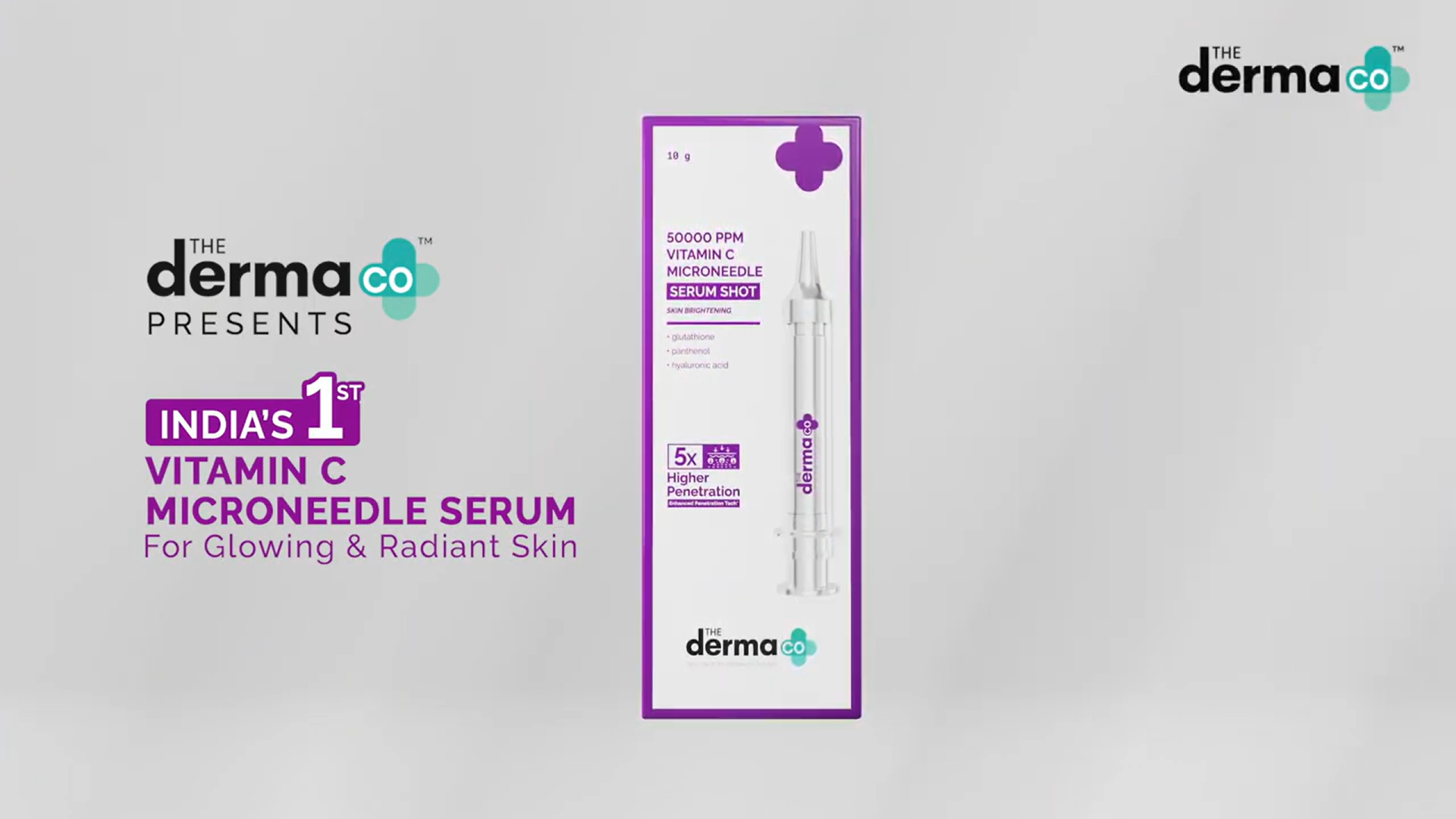 The Derma Co 50000 PPM Vitamin C Microneedle Face Serum Shot | 5x Higher Penetration | For Dull Skin | Boost Collagen & Makes Skin Glow