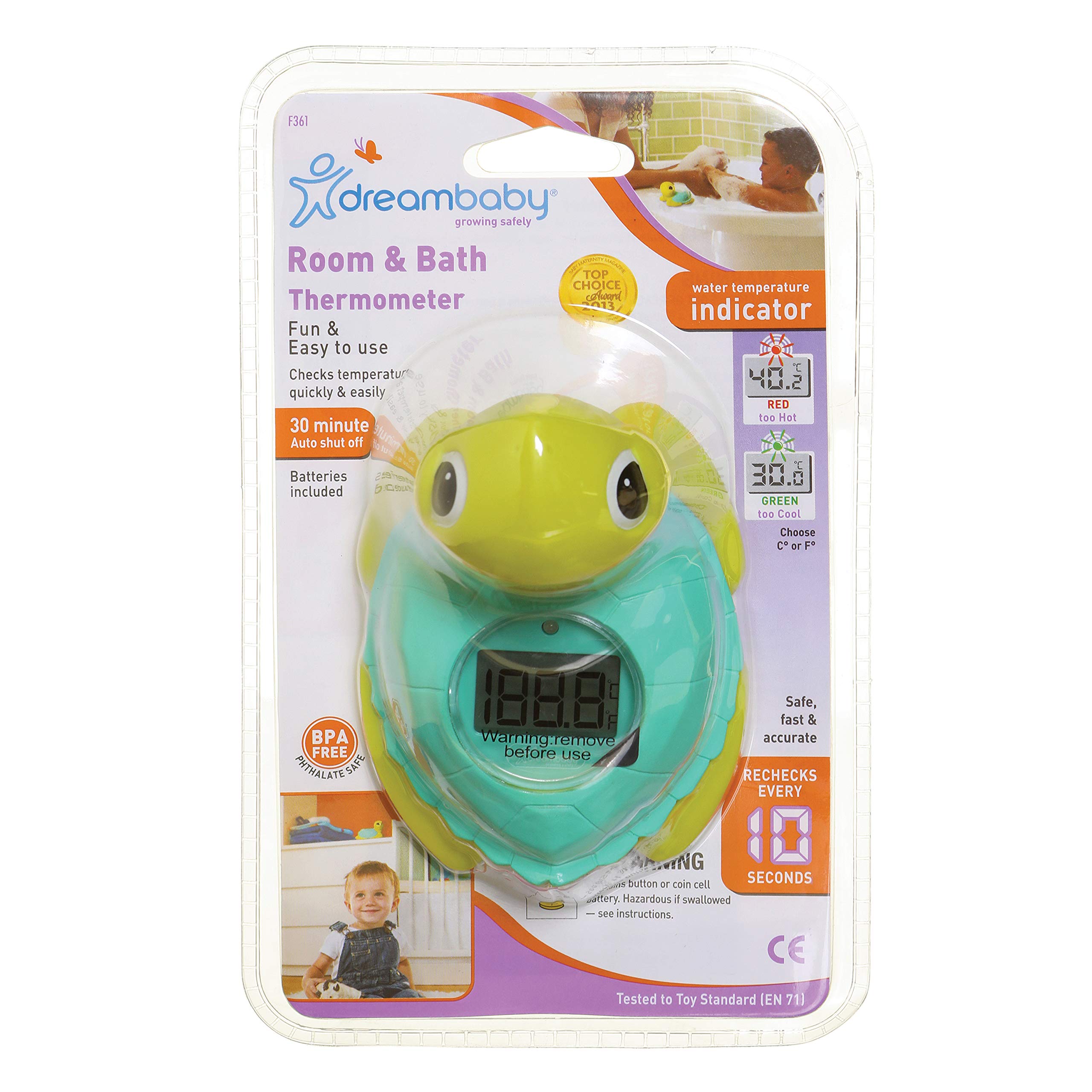 DreambabyRoom & Bath Thermometer - BPA Free - Accurate Temperature Gauge (Turtle)
