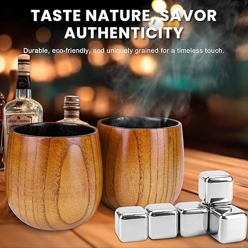 Miniatura 2 de Juego de 2 vasos de whisky de madera carbonizada, vasos de bourbon de madera hechos a mano, regalos de whisky para hombres, papá, hermano, vasos