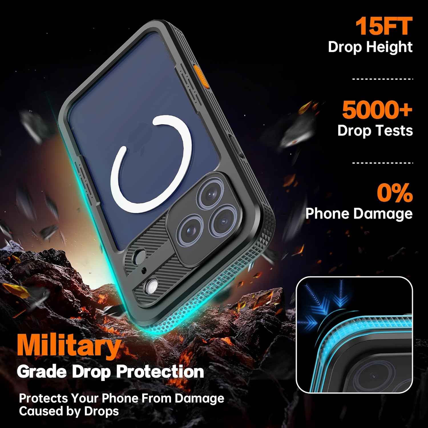 Magnetic for iPhone 17 Pro Max Waterproof Case, Built-in Screen & Camera Protector, Compatible with MagSafe, IP68 Full Body Dustproof Shockproof Military Phone Case, 6.9" Black - Image 4
