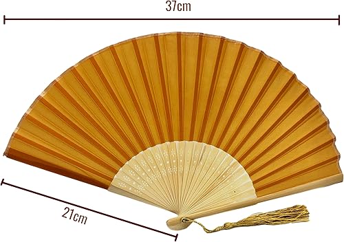 Miniatura 120 de FANSOF.FANS Abanico de mano plegable de mano de tela con borla de grado A, varillas de bambú para mujeres y niñas, fiesta de verano, eventos, Azul