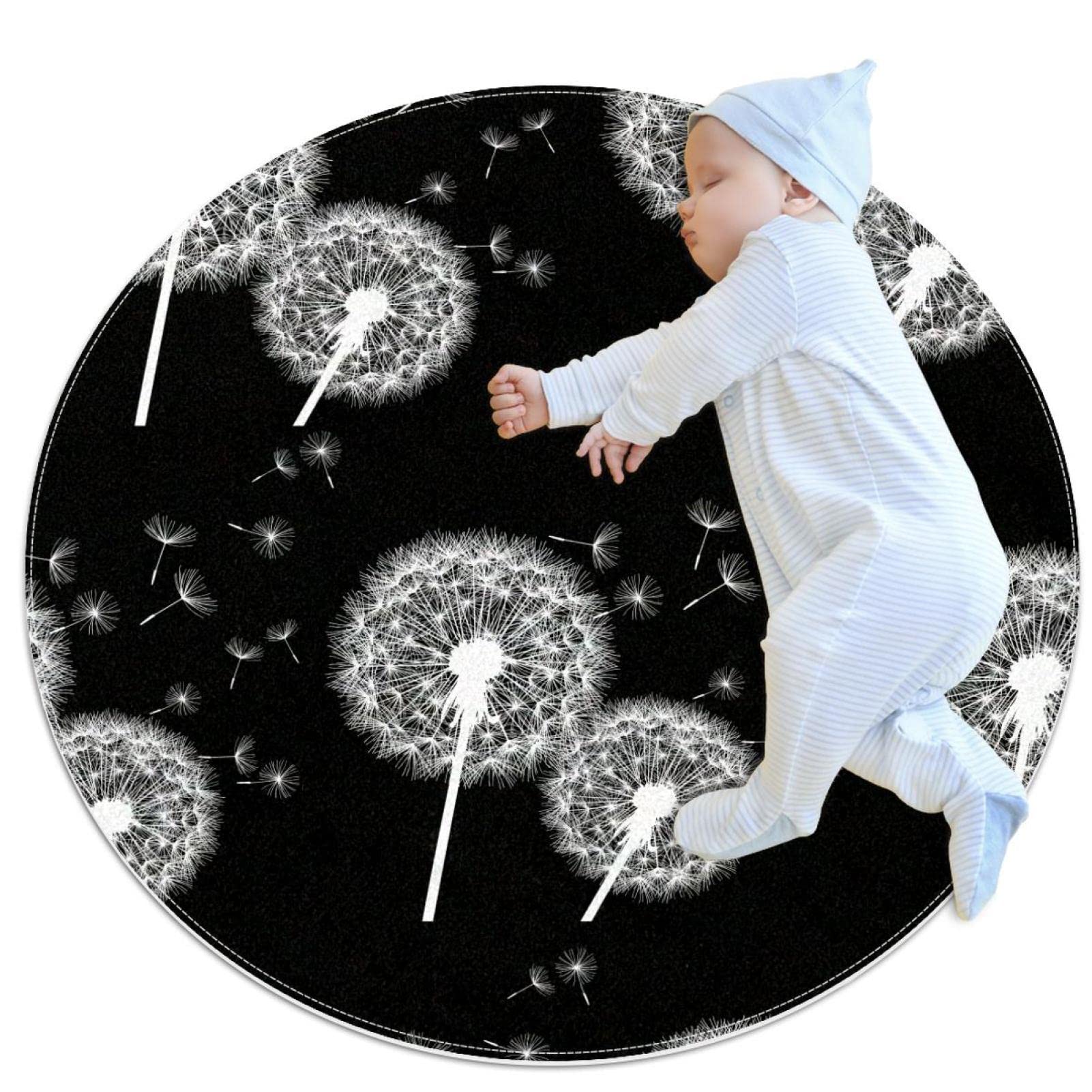 Tapis rond fleur JDEZ 100x100cm pour le sol de la chambre à coucher et du salon