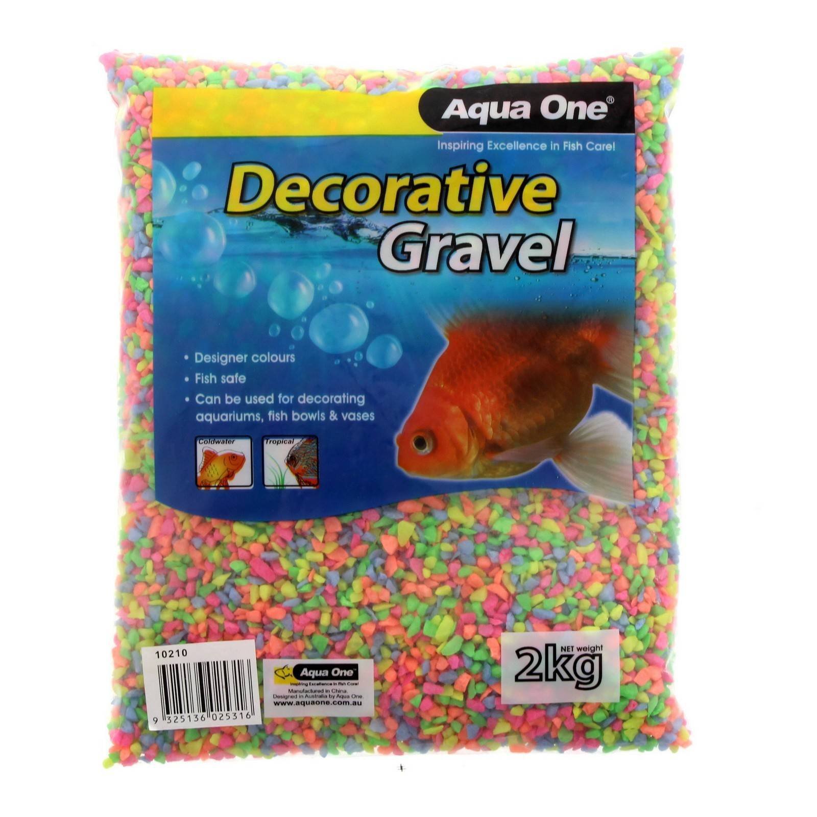AquaOne Coloured Aquarium Gravel Neon 2kg (4-6mm Grain Size)