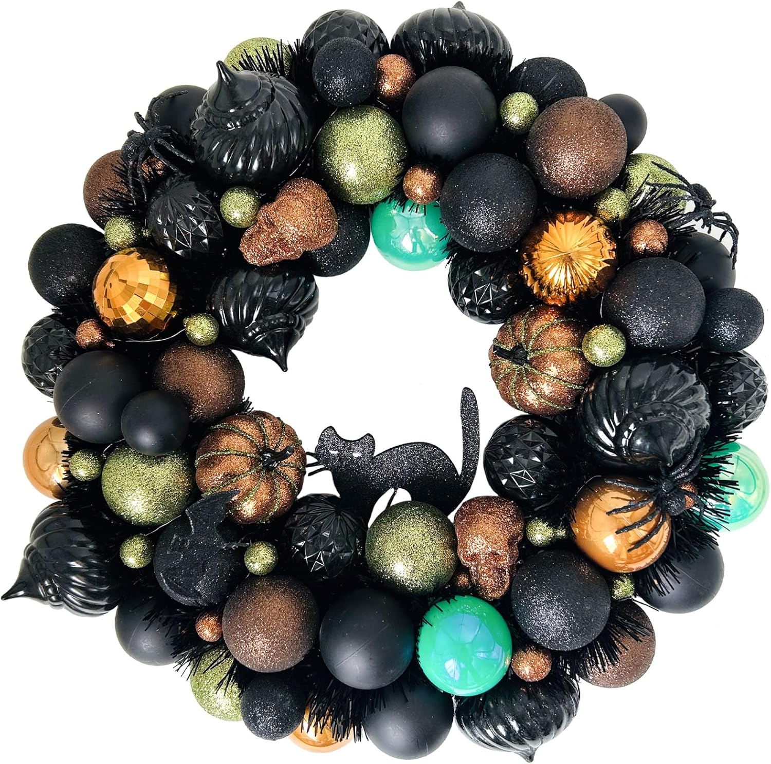 idyllic 20 inch halloween wreath for front door with skeleton kitten large fall farmhouse interior and exterior wall porch halloween decoration black&orange&brown