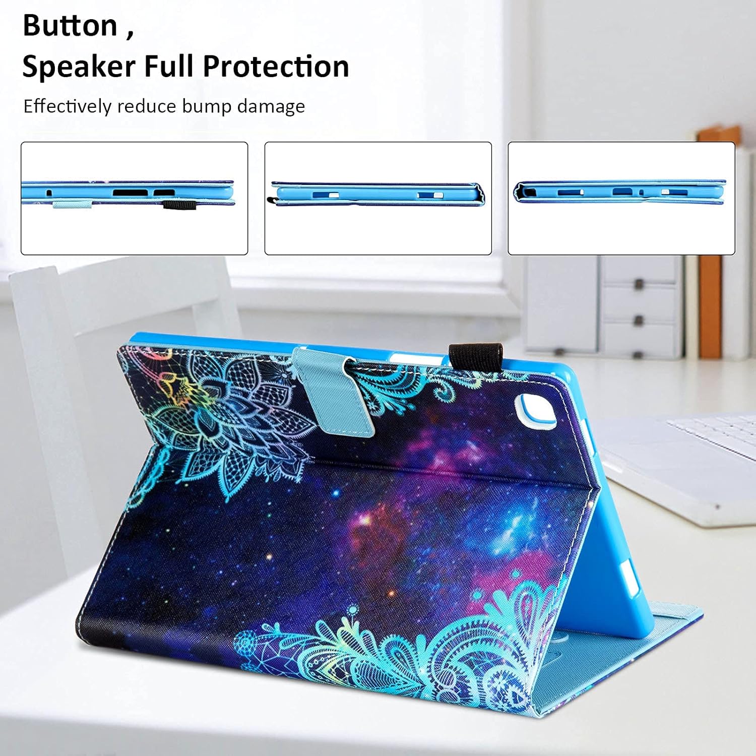 Dteck Case for (2020) Samsung Galaxy Tab A7 (10.4-Inch) (SM-T500/SM-T505) Tablet - Fold Stand Magnetic Flip Case with [Card Holder] PU Leather Protective Flip Cute Pattern Cover (Galaxy Flower) 00 Galaxy Flower
