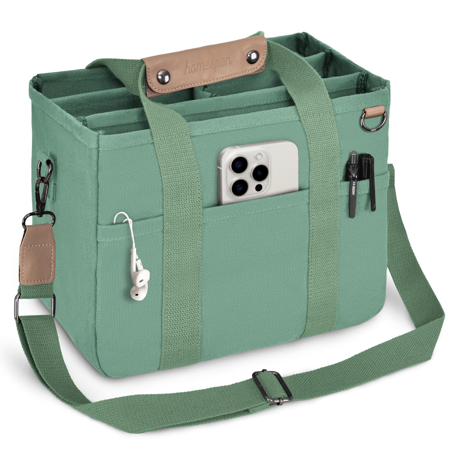 HOMESPON Canvas Everything Tote Bag for Woman With Compartments for Work Travel or Shopping