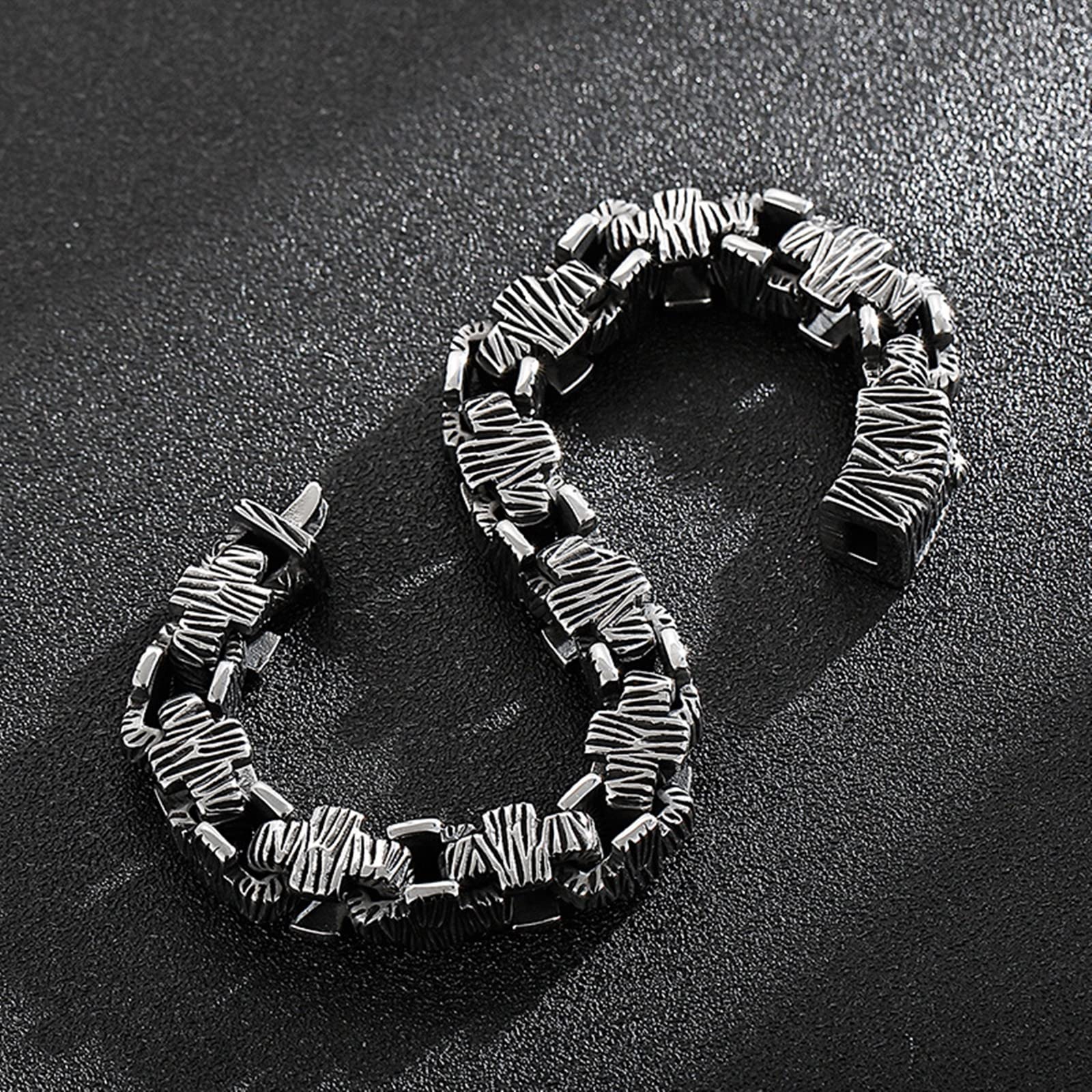 Męska bransoletka ze stali nierdzewnej, z krzyżem, ze wzorem 3D, pomysł na prezent dla mężczyzn, długość 22,5 cm, szerokość 10 mm, czarna