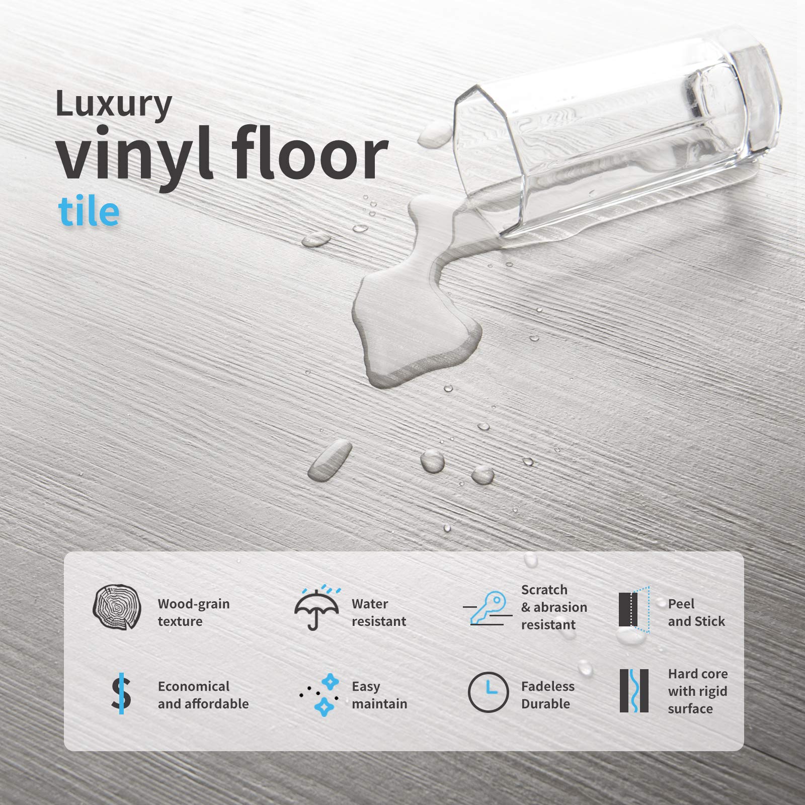 Art3d Peel and Stick Floor Tile Vinyl Wood Plank 18 Sq.Ft, WhiteWashed