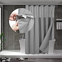 Vista 20 de N&Y HOME - Juego de cortina de ducha de punto gofrado con forro y ganchos lino