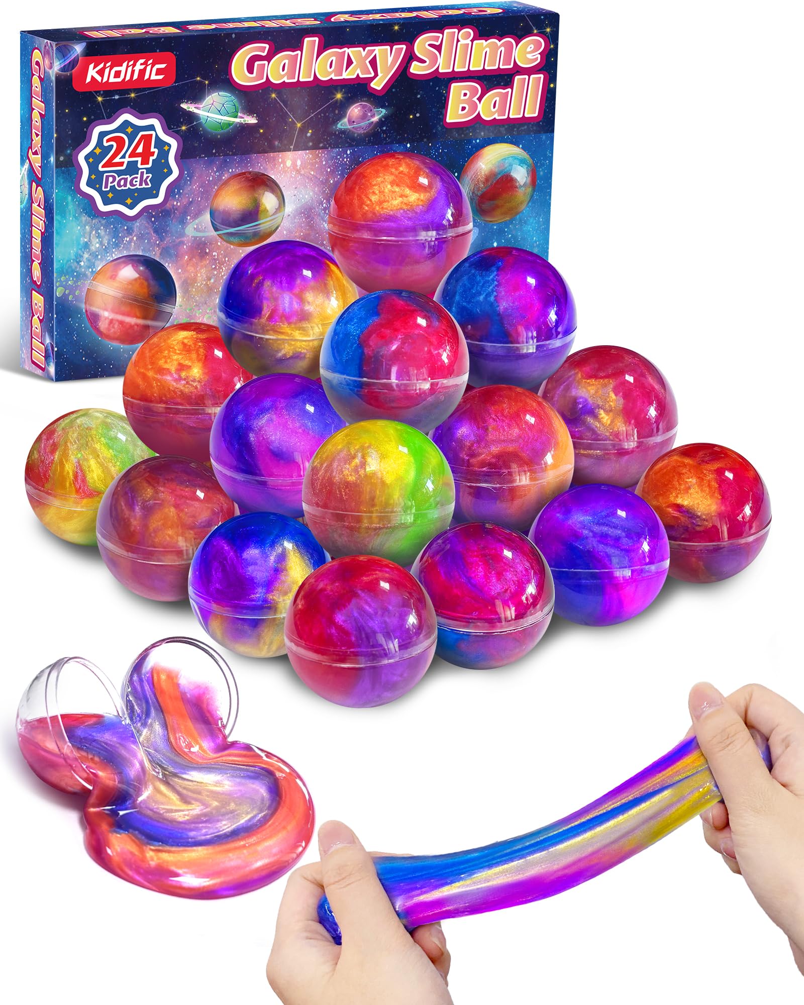 24 Pack Galaxy Slime Party Favors, Non-Sticky, Stress Relief Treasure Box Toys for Classroom Prizes Party Supplies, Student Gifts Birthday Goodie Bags Stuffers for Kids Teens Boys Girls 4-8, 8-12
