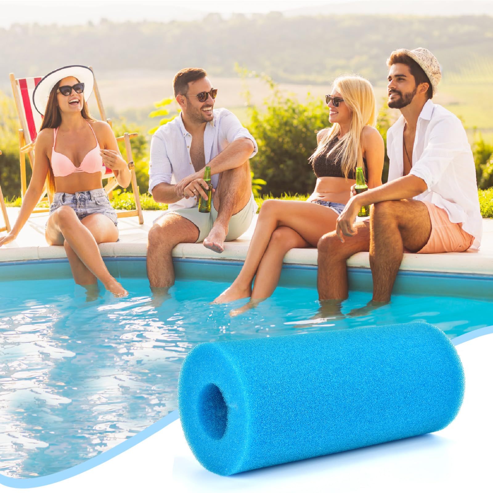Lot de 4 Éponge Filtrante Type A, Filtre en Mousse pour Spa, Filtre de Piscine en Mousse, Cartouche de Filtre en Mousse, Réutilisables et Lavable, pour Spa, Piscine