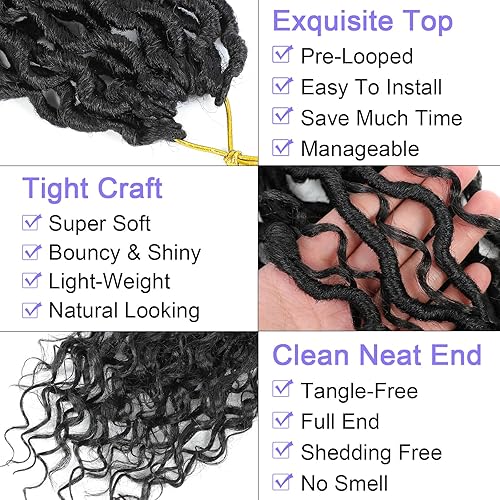 Miniatura 2 de Goddess Locs - 8 paquetes de cabello sintético de ganchillo para mujer de 24 pulgadas, extensiones de cabello de ganchillo bohemio de diosa