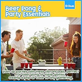D-Xam 6, 30 or 50 Pack Colored or White Ping Pong Balls 40mm Table Tennis Ball for Games Arts Pong Balls for Party Pet Toys Teachers Must Have School Activities (50 Pack Color)