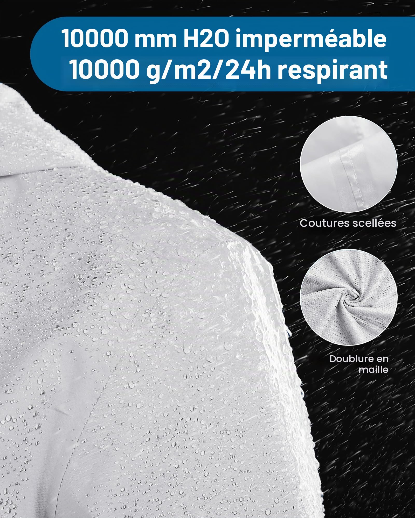 33,000ft Veste de pluie Femmes, imperméable imperméable léger avec manteau respirant emballable à capuche idéal pour la course à pied et à la randonnée(Gris clair-XS)