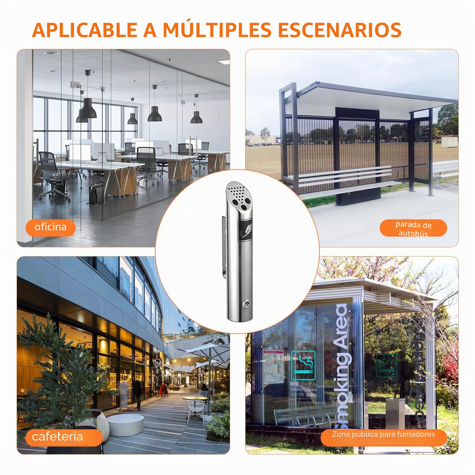 2 ceniceros de pared para exteriores, de acero inoxidable, con cerradura, para restaurantes, hoteles, pub clubes