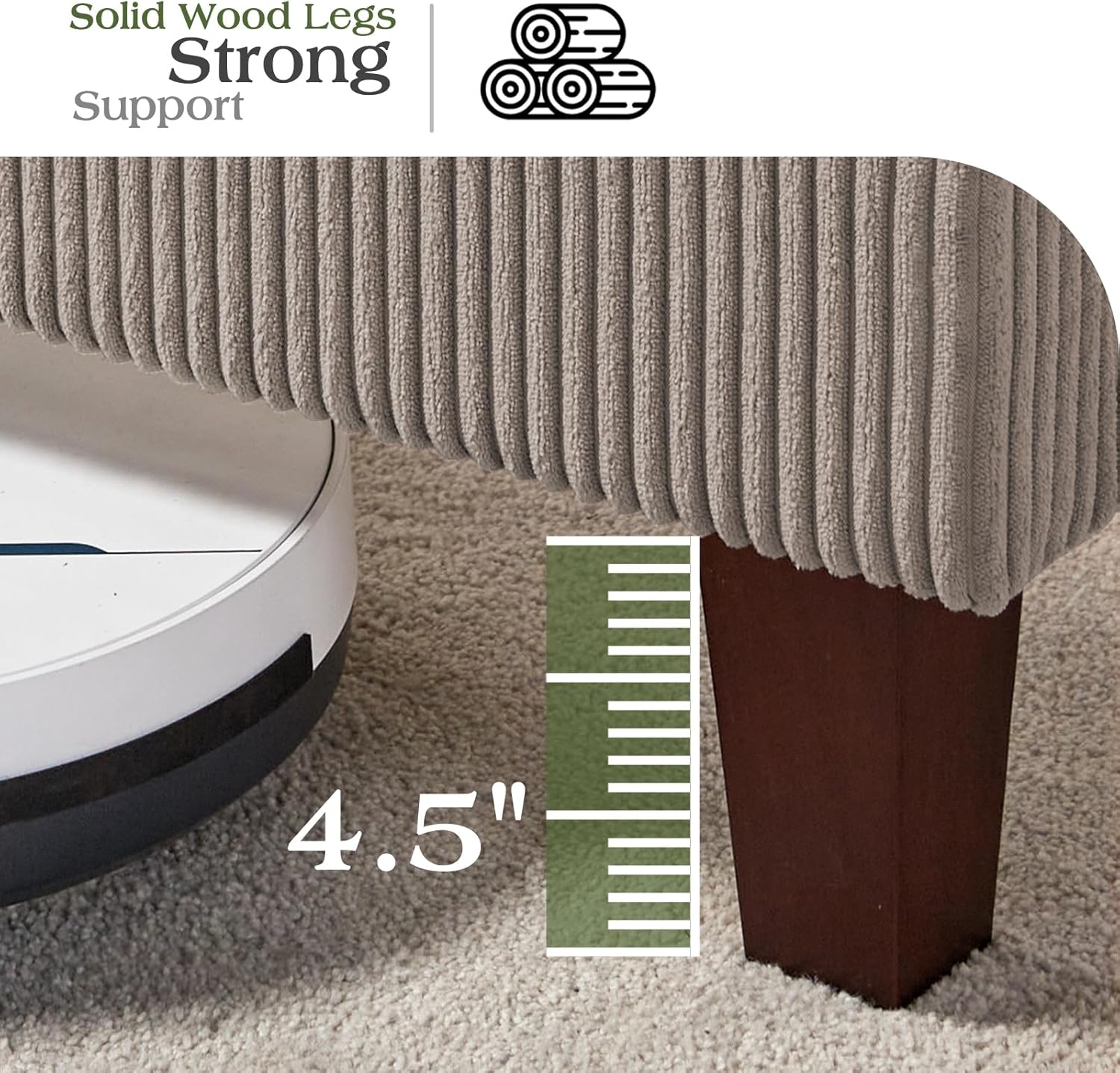 YUMPIE King Size Upholstered Platform Bed Frame, 50.8" Corduroy Bed Frame with Wingback Headboard Vertical Tufted, Solid Wood Legs, No Box Spring Needed, Taupe