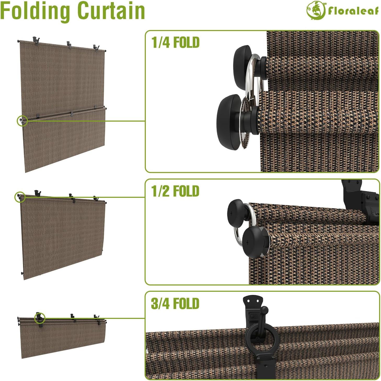 Outdoor Roller Shades 4' W x 6' H Patio Cordless Roll Up Shades Blackout Blinds Exterior Sun Shade Privacy Screen for Home, Office, Gazebo, Porch, Deck, Pergola, Balcony, Brown