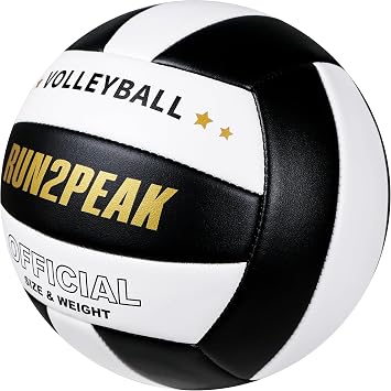 RUN2PEAK Volleyball Ball Official Size 5 Training Practice Volley Ball Black and White