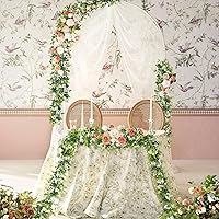 Vista 2 de Guirnalda de eucalipto con flores de 6 pies, paquete de 2 guirnaldas de eucalipto artificial para colgar, guirnalda de eucalipto sintética adecuada