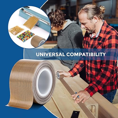 Miniatura 6 de Cinta de teflón, cinta de PTFE de tela de 12 pulgada de 30 pies para máquina selladora de impulso manual o al vacío, cinta adhesiva recubierta de