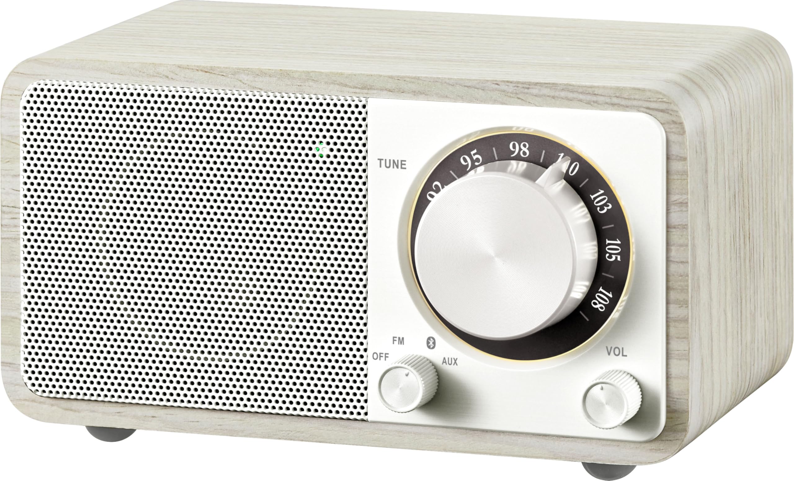 SANGEAN WR-7 Plus (2.ª generación) – Radio retro compacto con altavoz Bluetooth, recepción FM, batería integrada, diseño portátil y carcasa de madera auténtica, roble Moonlight