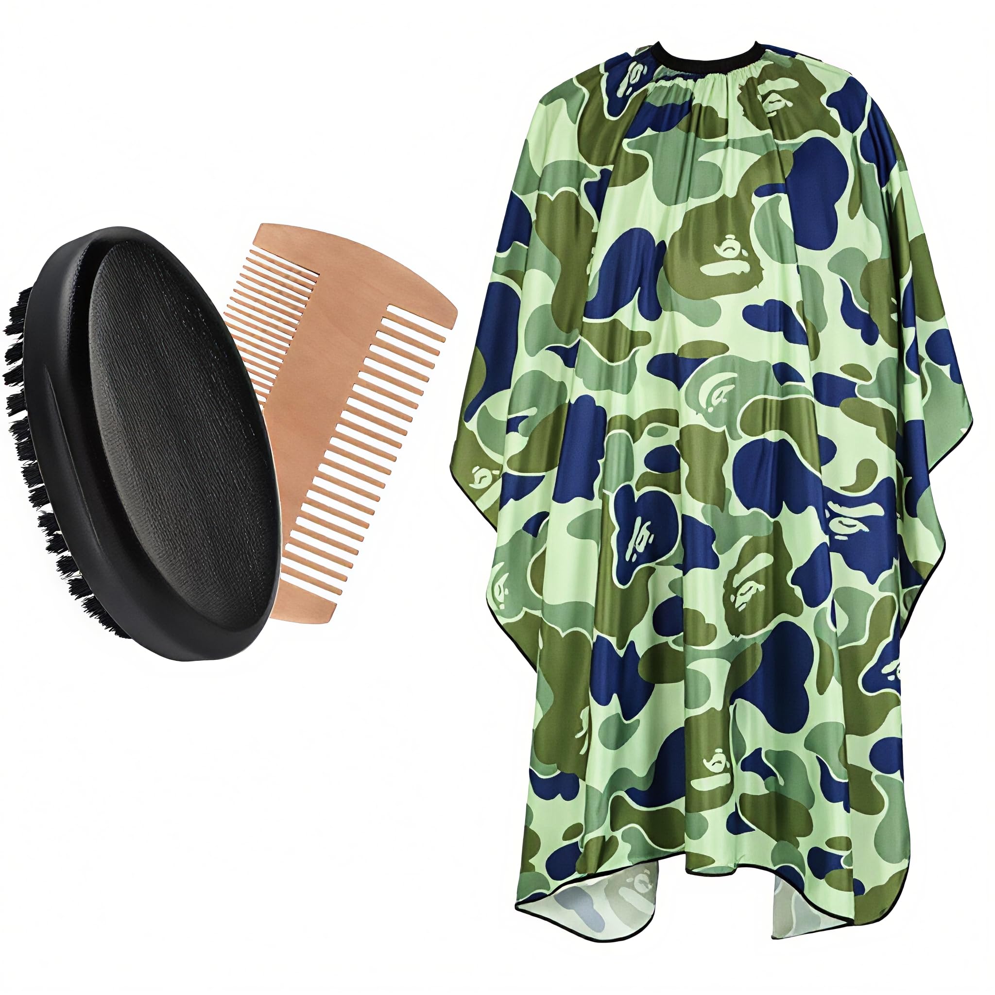 FaHaner Professional Hair Cutting Cape and Men's Beard Brush Kit