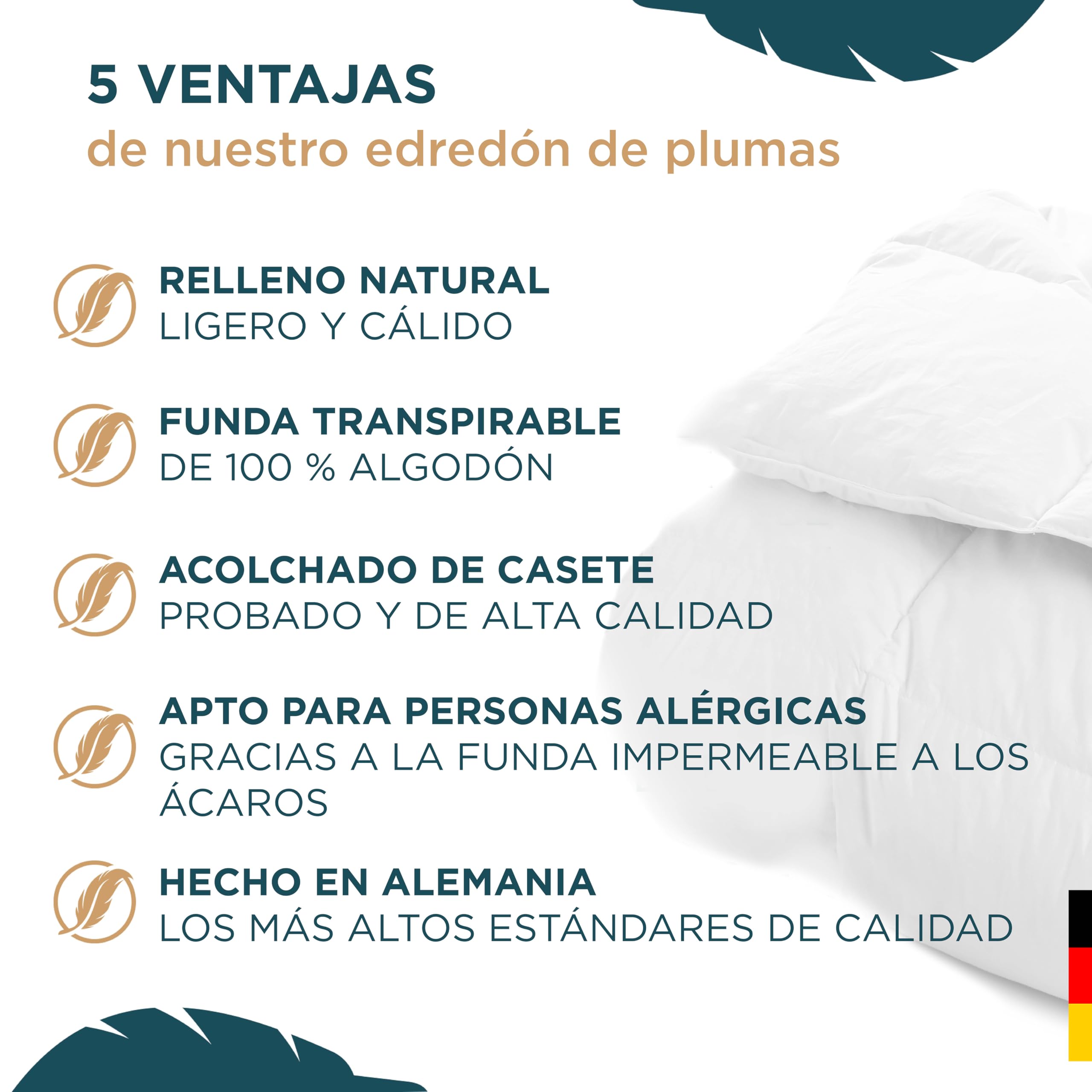 KNERST Edredón Verano 260x240 - Relleno Nórdico de Plumas y Plumón - Edredón Cama - Edredones Plumas - Nórdico Ligero Transpirable Lavable - Certificado Ökotex