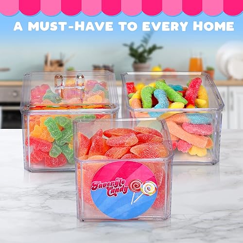 Miniatura 4 de Favoryte Candy Tower Gourmet de 3 niveles - Caja de regalo de dulces retro con gusanos de goma agria melocotones de goma y osos de gomitas ácidas