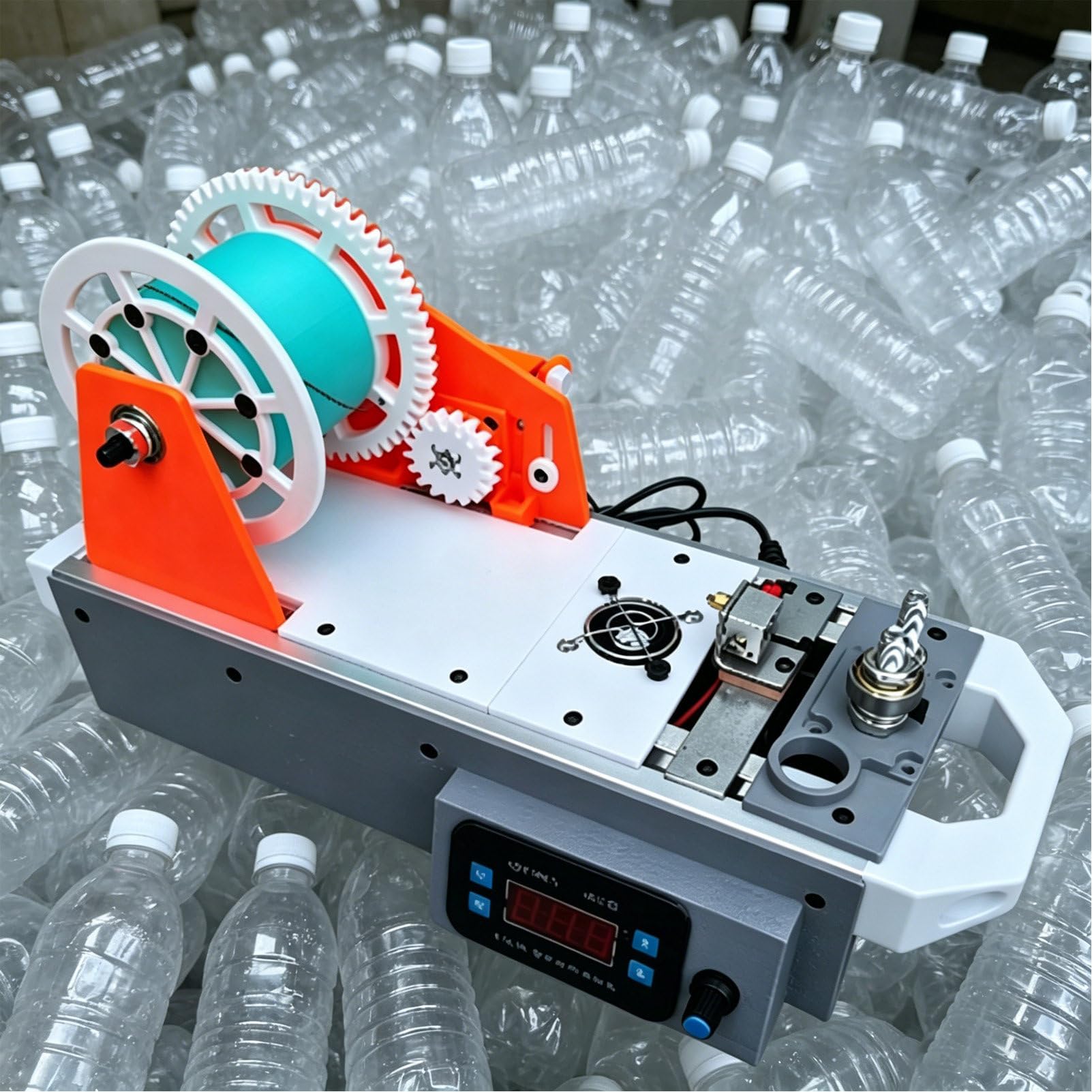 Pvxa 3D Desktop Filament Maker Machine, Desktop Filament Maker, Recycled PET Bottle Recycler, Digital Temp Control, for DIY Makers, Home & Classroom Use Grey