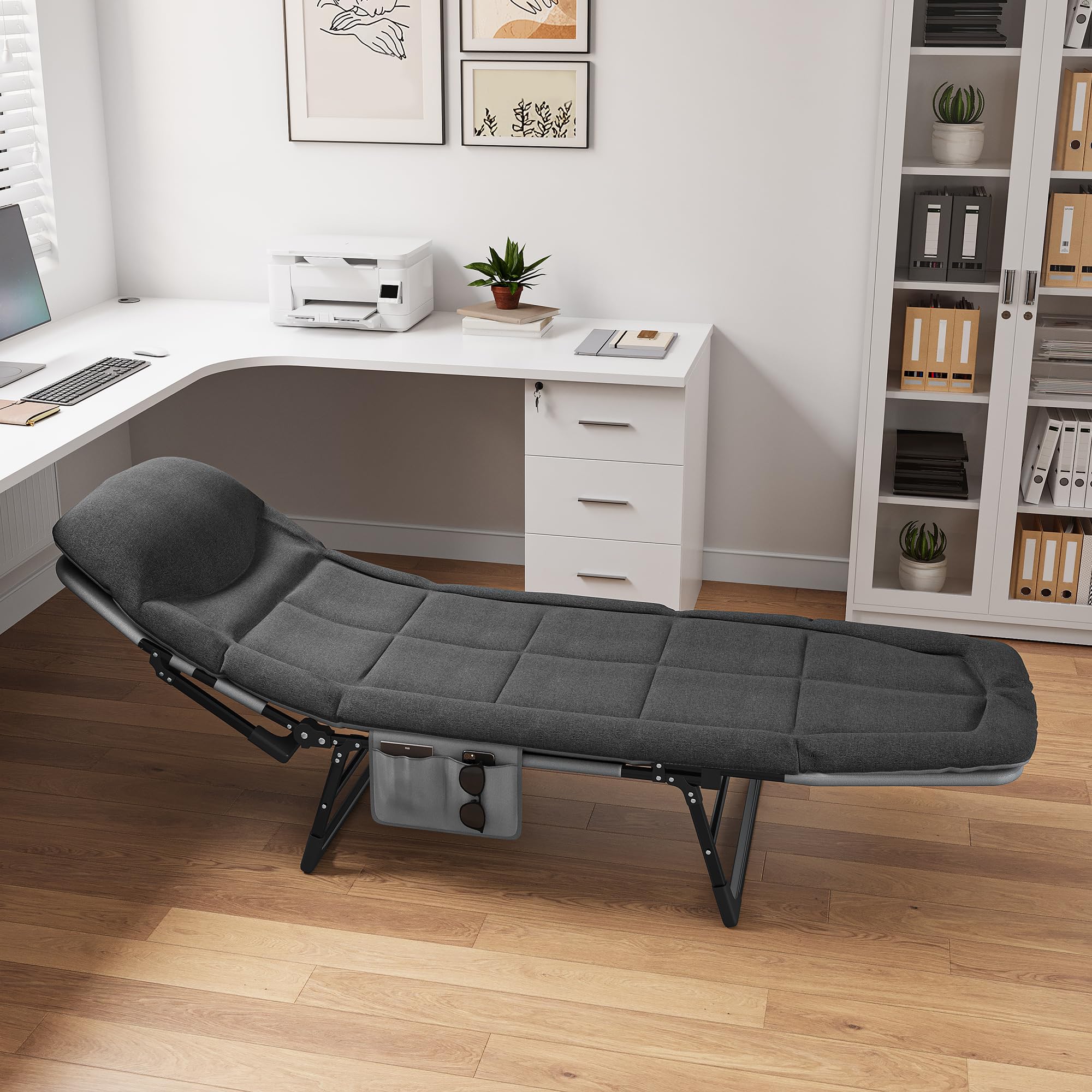 YITAHOME Leżak z poduszką 5-pozycyjny regulowany składany leżak przenośny 200 kg maksymalne obciążenie leżaki z paskiem 200 x 65 x 32 cm łóżko do opalania do basenów ogrodowych na kemping wewnątrz