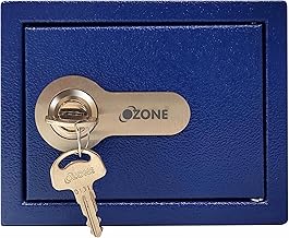 Ozone 2 Litres Manual Safe Locker for Home & Office – Manual Lock, 1-Way Unlocking (Mechanical Key), Size: 115H x 150W x 120D mm, Weight: 0.8kg, 2-Year Warranty (Blue)