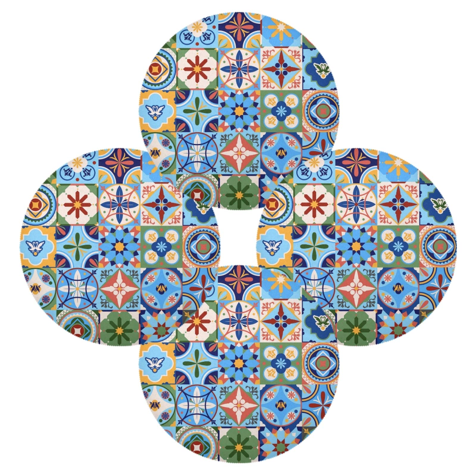 xigua Round Placemats Set of 4,Moroccan Tile Mosaic Table Place Mats,Easy Clean Heat & Stain Resistant Non-Slip Washable Kitchen Placemats - Image 3