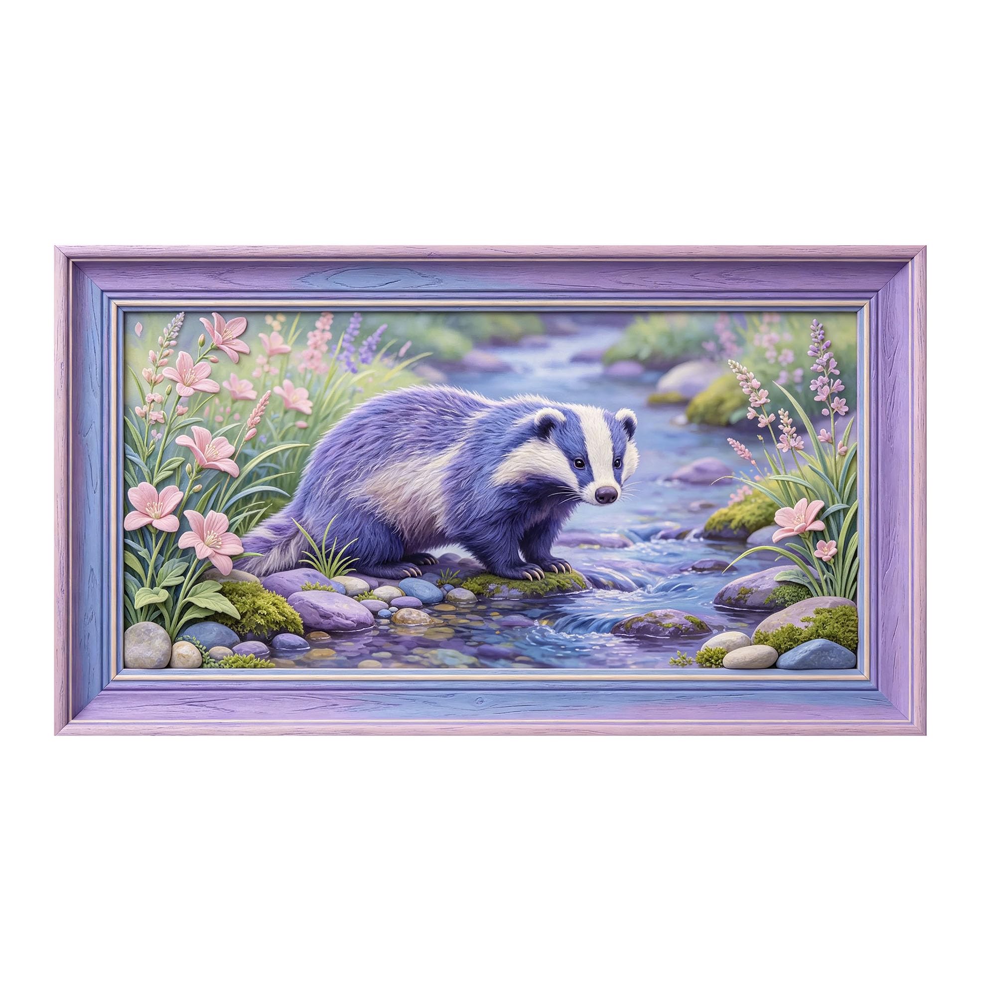 Yzpallescene 3D 3D Framed Wall Art 50cm×90cm Pastoral River Landscape Oil Painting Large Size SelfAdhesive Removable Wall Decor Prints Artwork for Living Room Bedroom Office