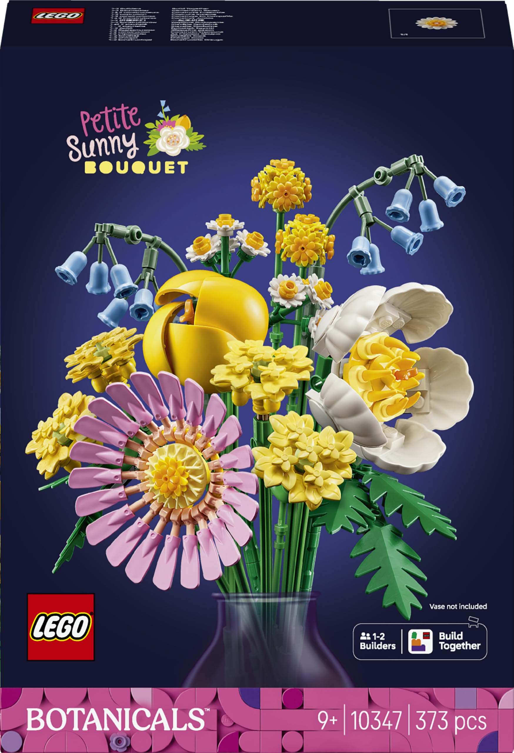 LEGO Botanicals Petite Sunny Bouquet 10347 | Toys for 9+ Year Old Girls, Faux Flowers Set, Includes Artificial Tulips & Daisies, DIY Room Decor, Birthday Gift, 373 Pieces
